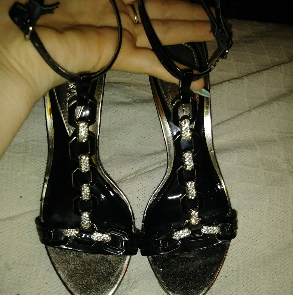 Black and Silver High Heels